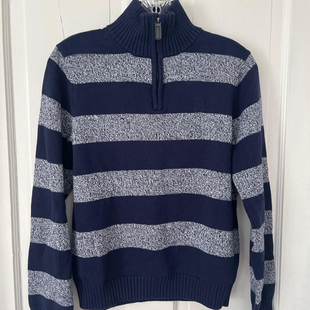 Chaps Men's Navy and Gray Zip-Up Sweater